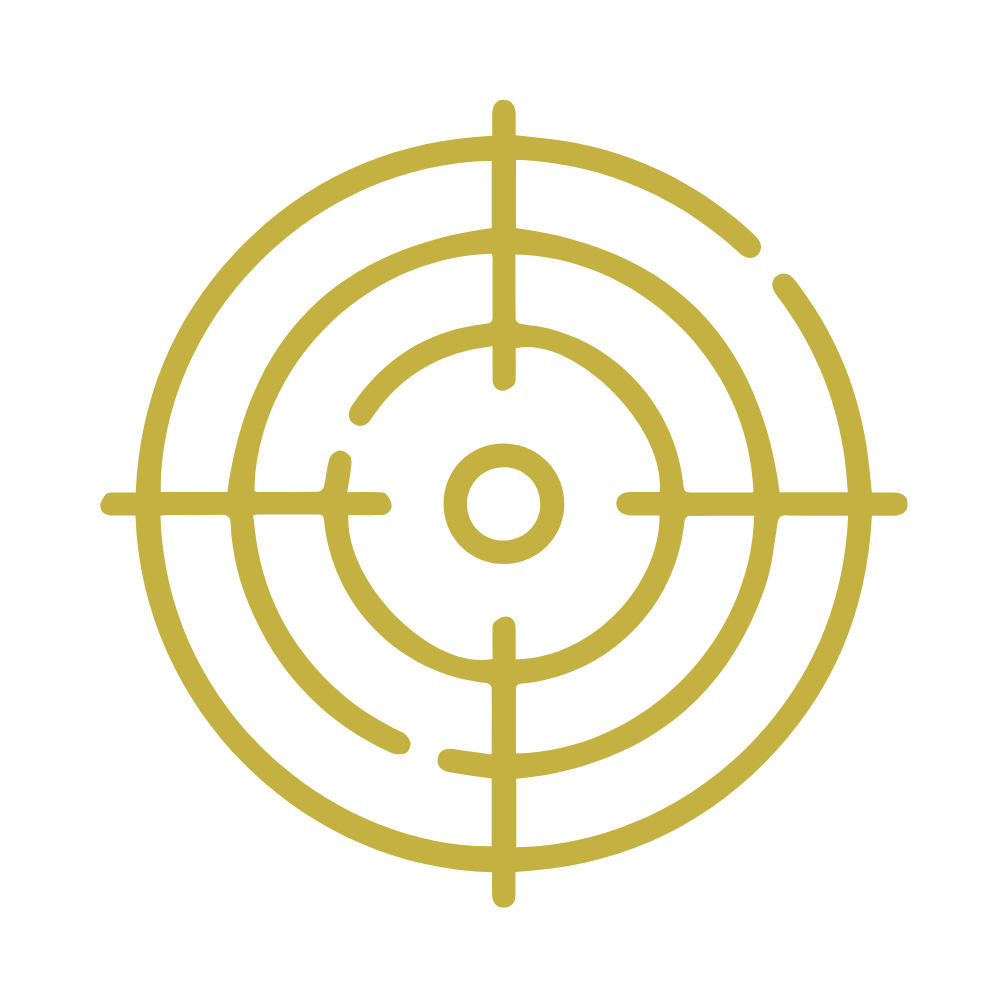 A yellow radar targeting reticle on a black background.