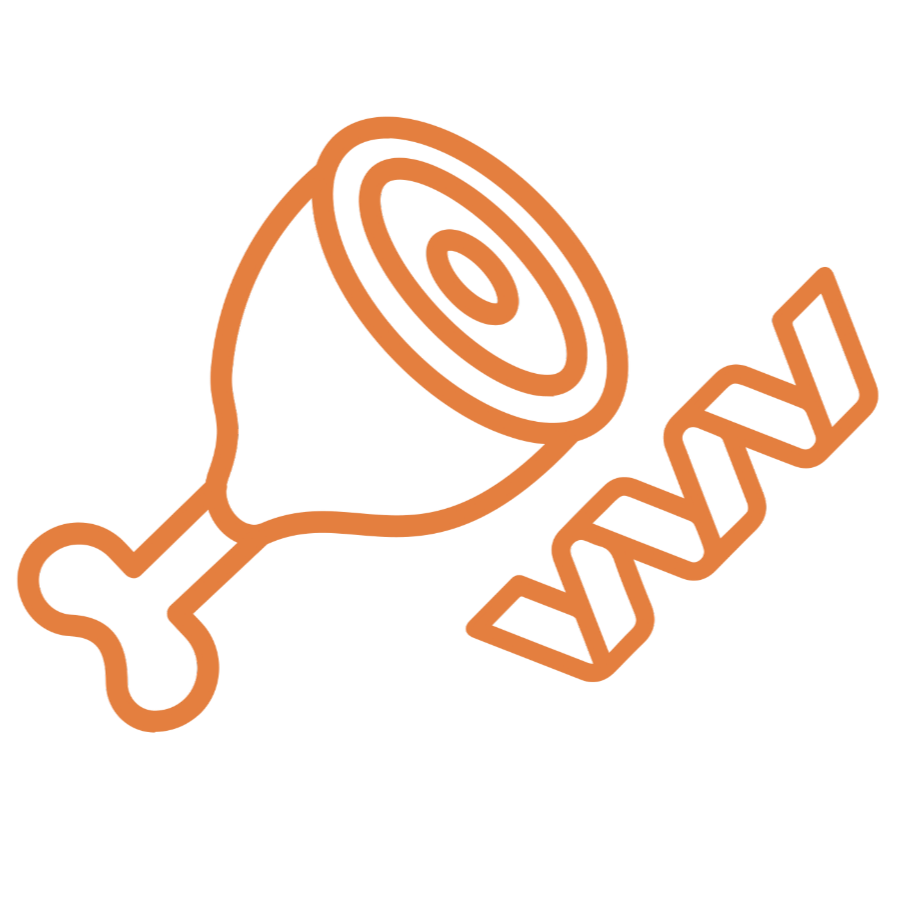 Icon of a ham hock with a bone and a winding ribbon nearby.
