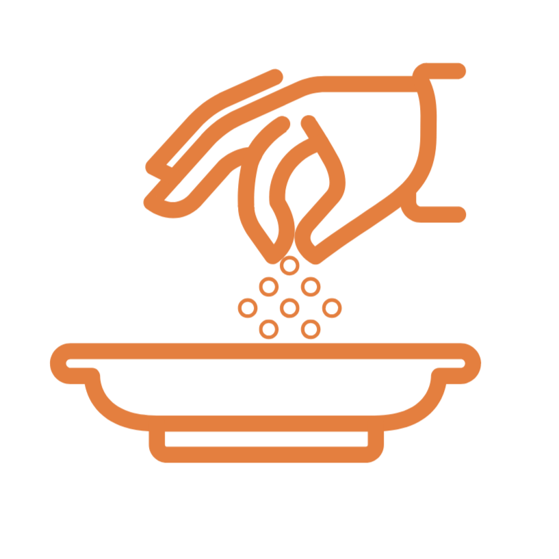 Icon of a hand sprinkling salt onto a dish.