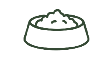 Line drawing of a pet food bowl filled with food