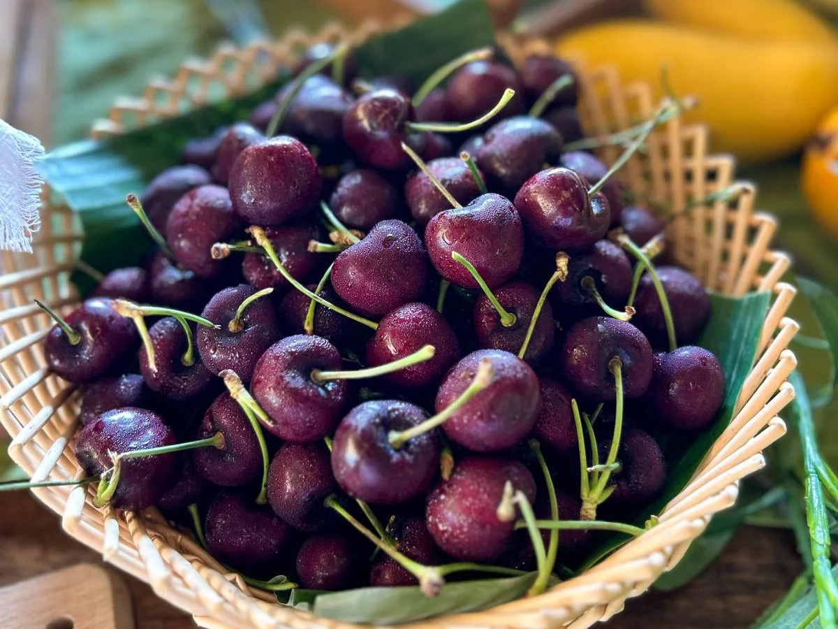 fresh cherries served during the durian party event