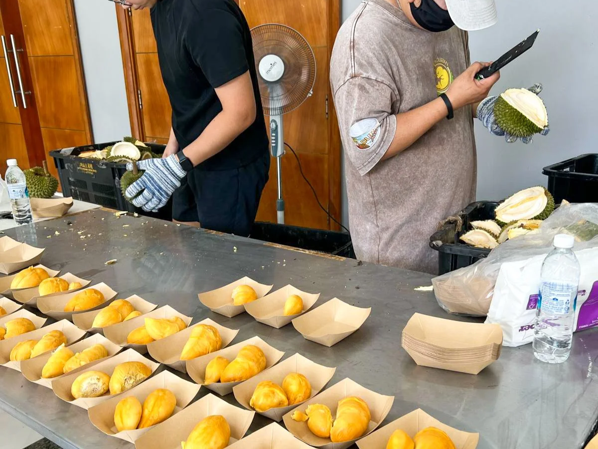 different types of durians are served during the durian party at Ms Durian