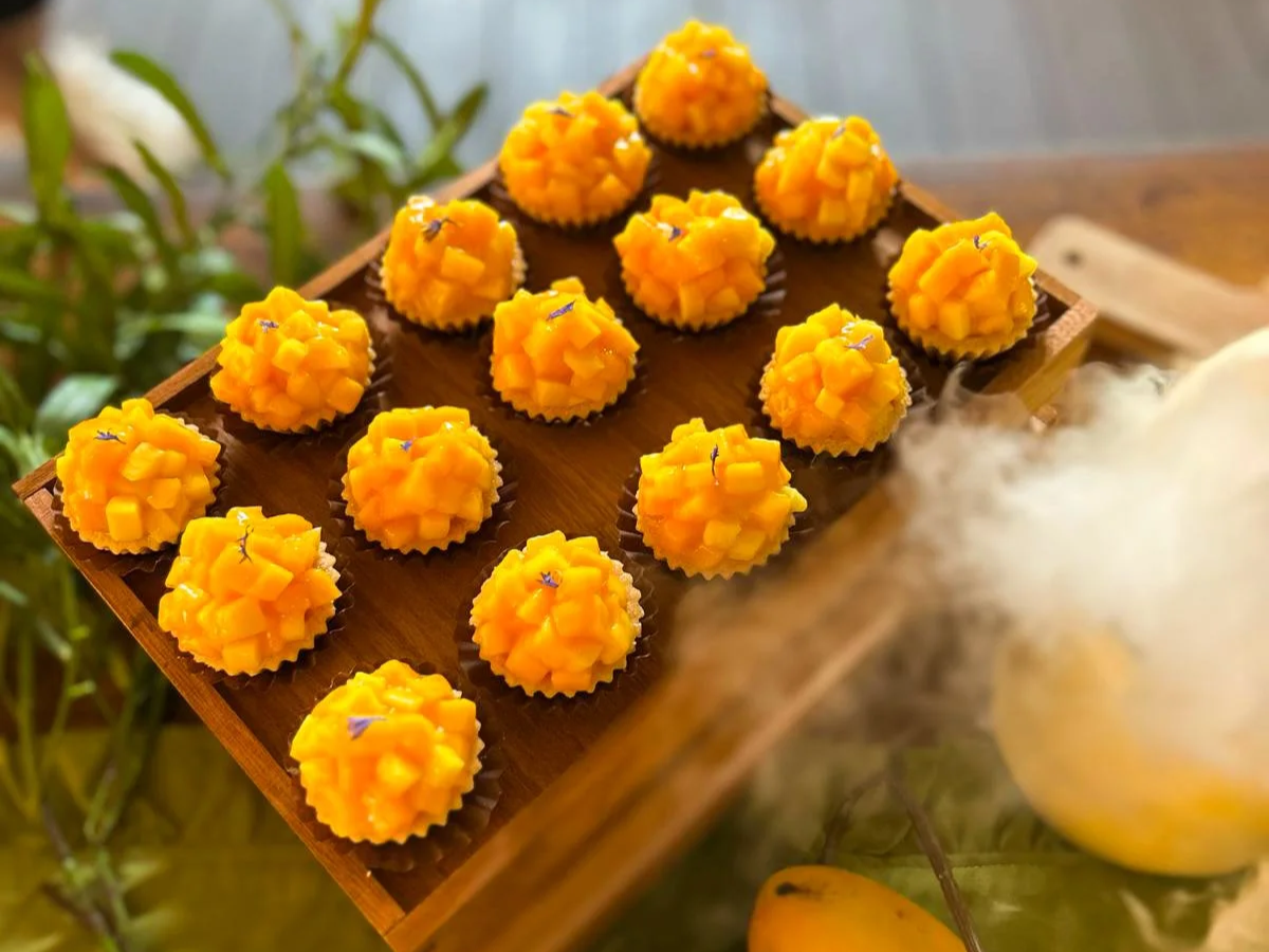 mango fruit tarts served during the themed birthday event at Ms Durian