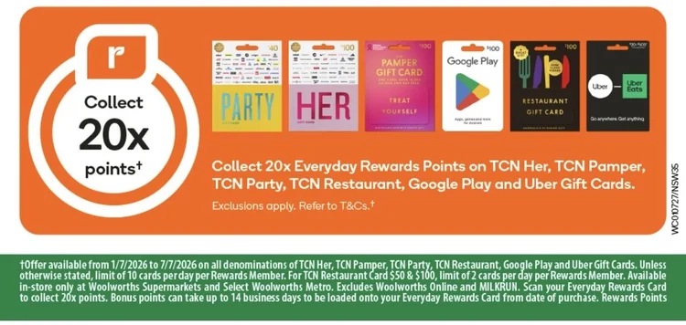 20x bonus points promo on the Restaurant Dining Card