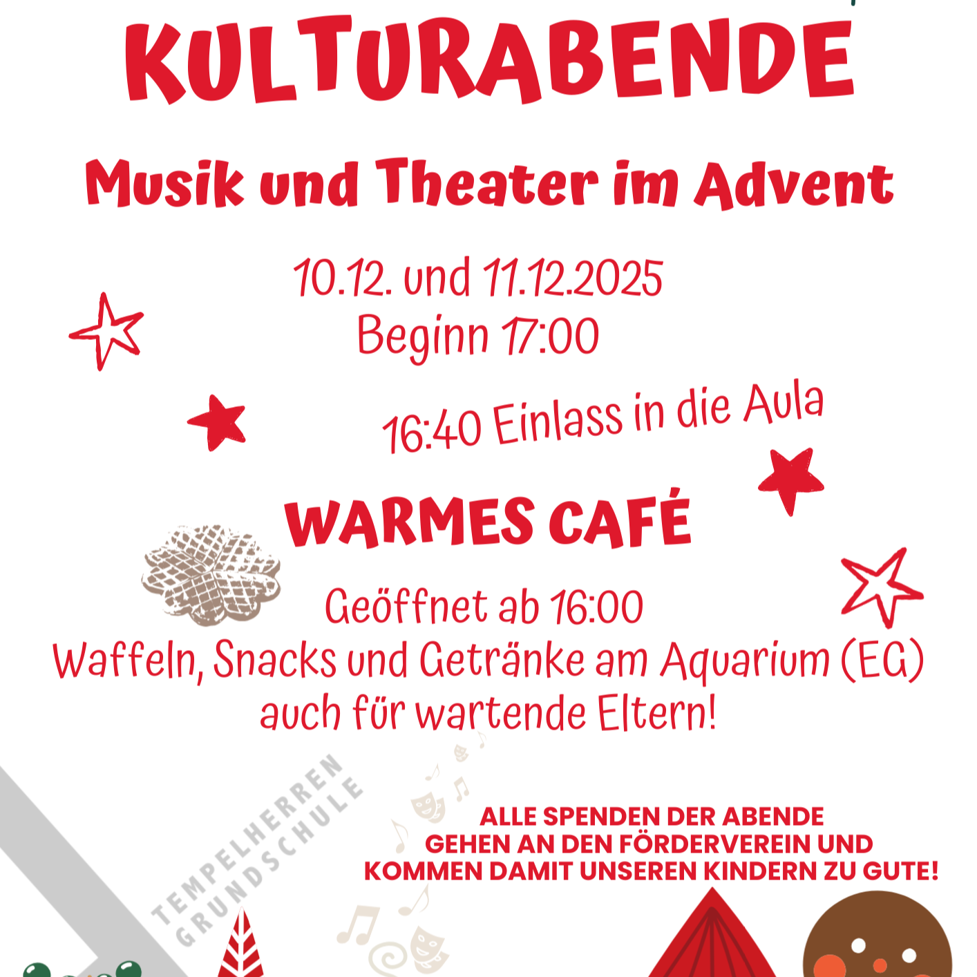 Kulturabende und Warmes Café am 10.12. und 11.12.2025 in der Tempelherren-Grundschule