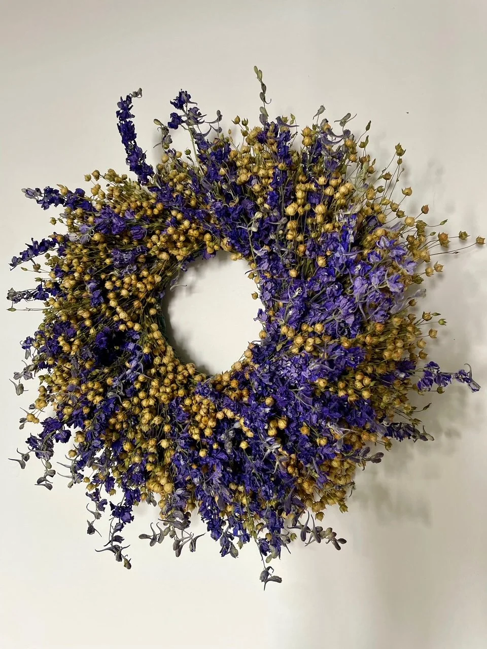 Couronne de fleurs séchées "Koko indigo"