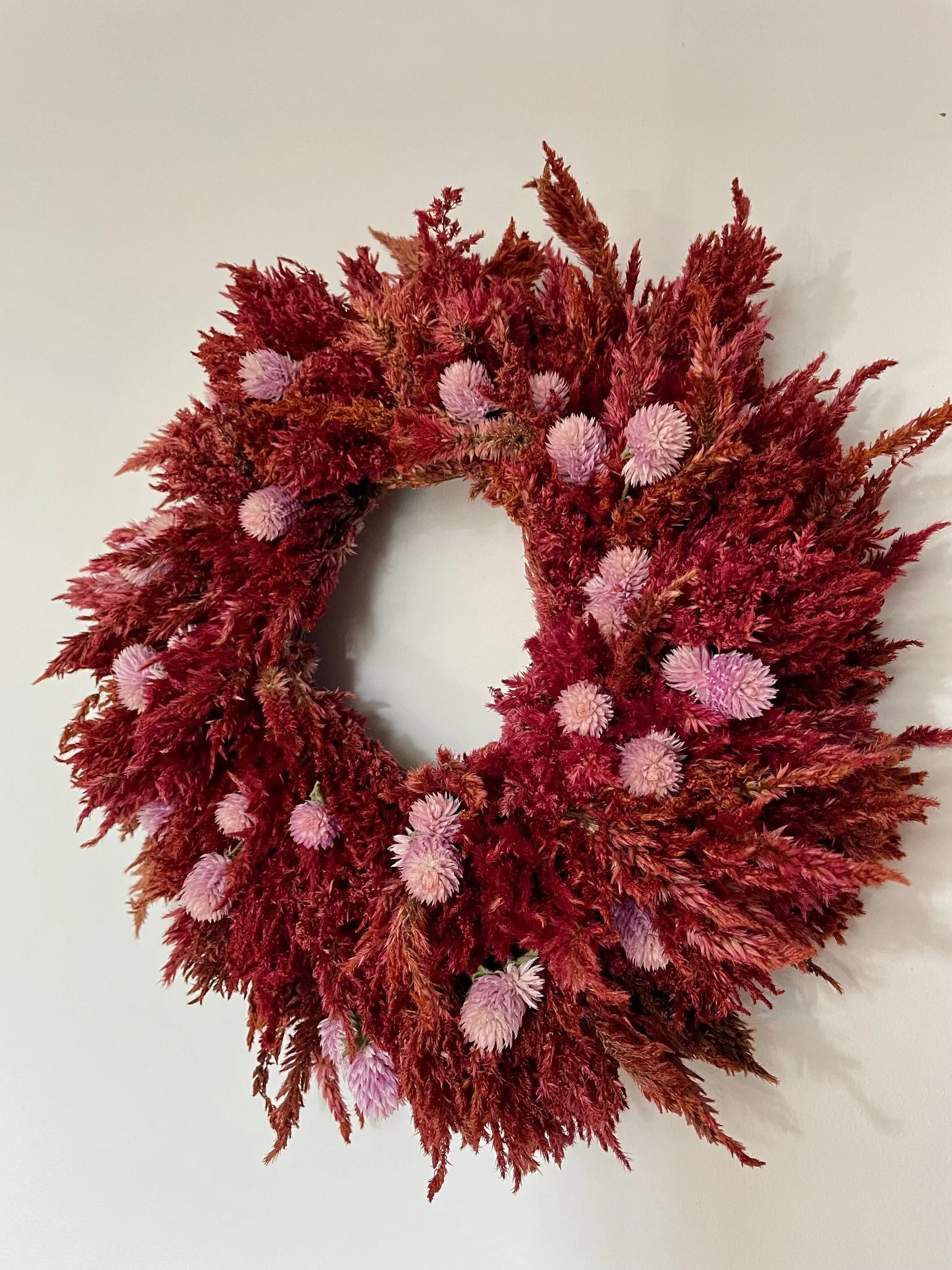 Couronne de fleurs séchées "Braises rougeoyantes"