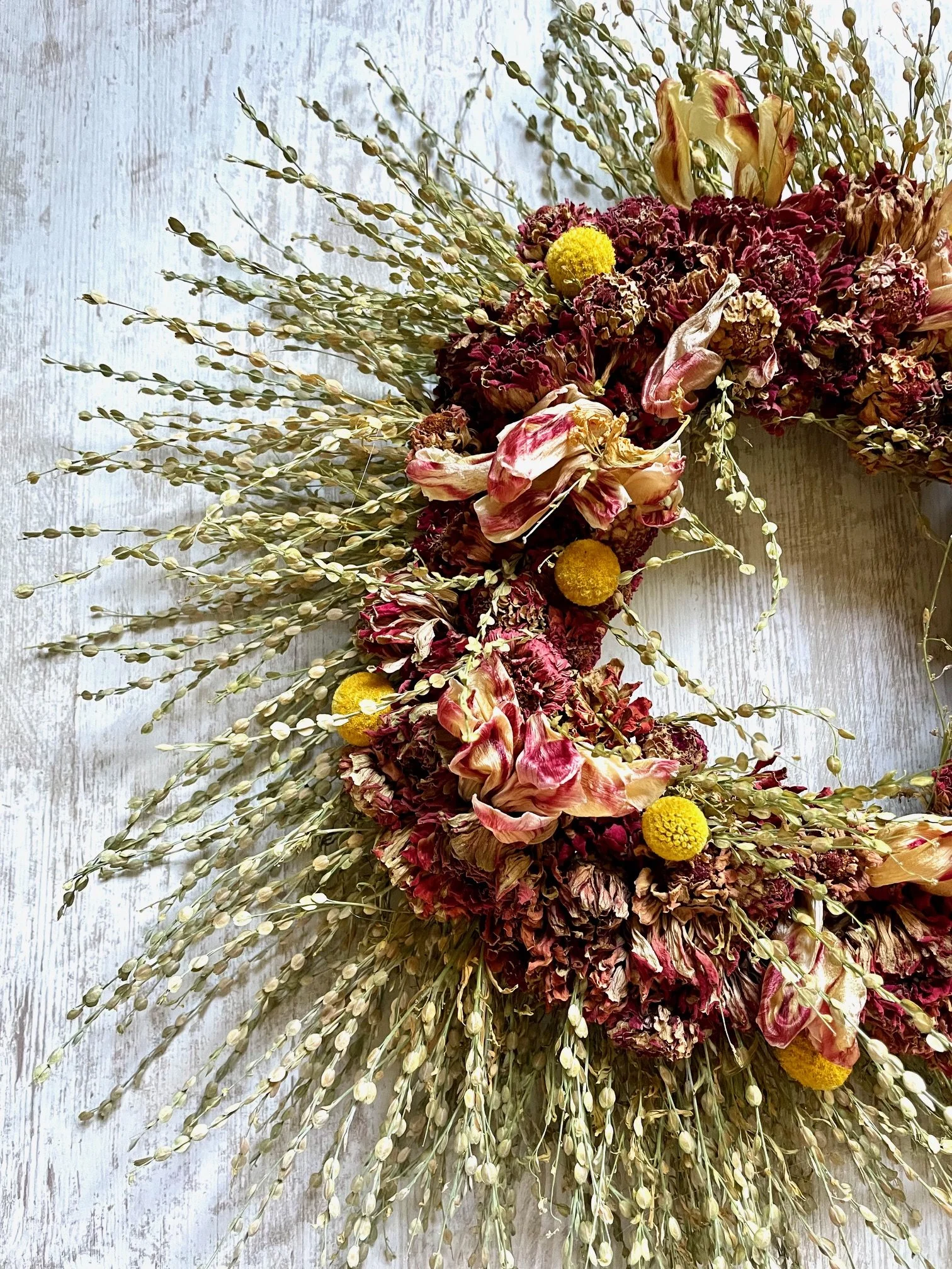 Couronne de fleurs séchées coucher de soleil