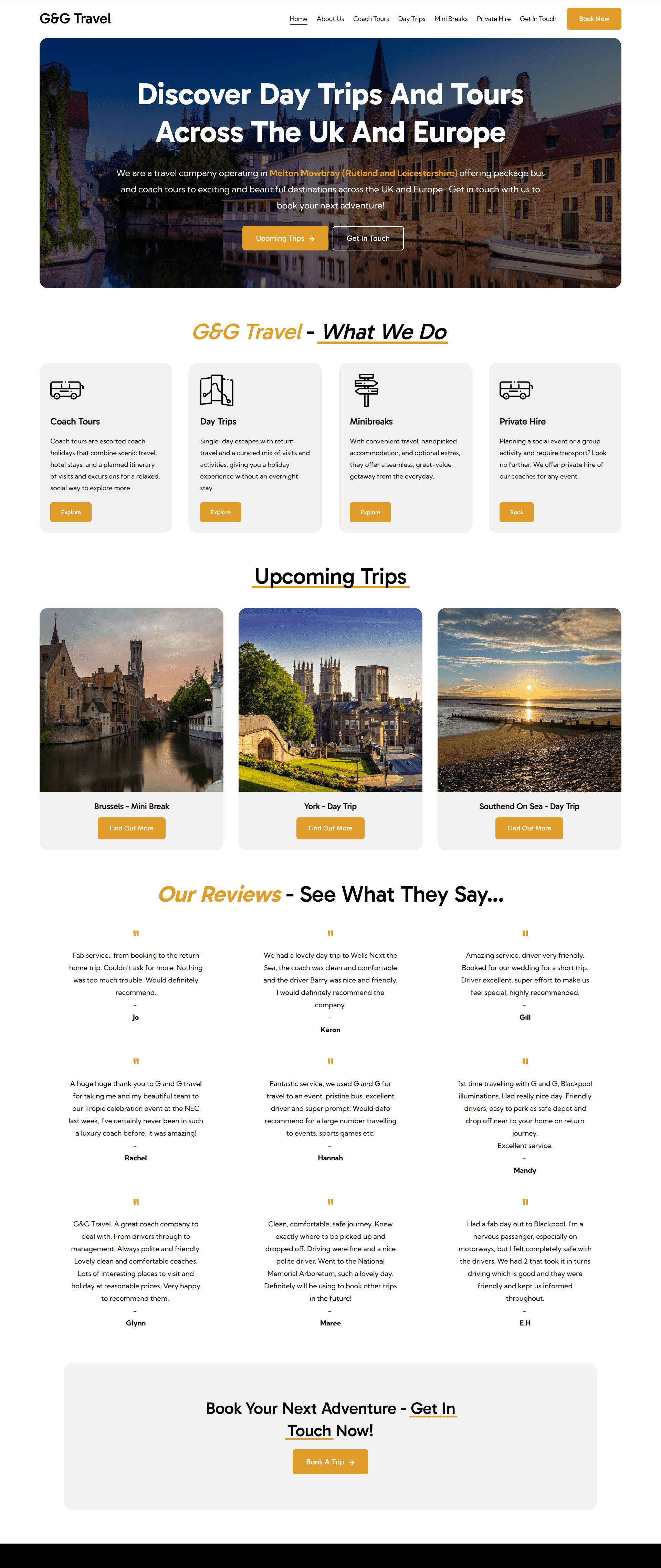 Homepage of Promise Frame Studio, featuring a black-and-white image of a bride, navigation menu, booking button, section about services, a gallery of wedding photos, client reviews with star ratings, and contact information.