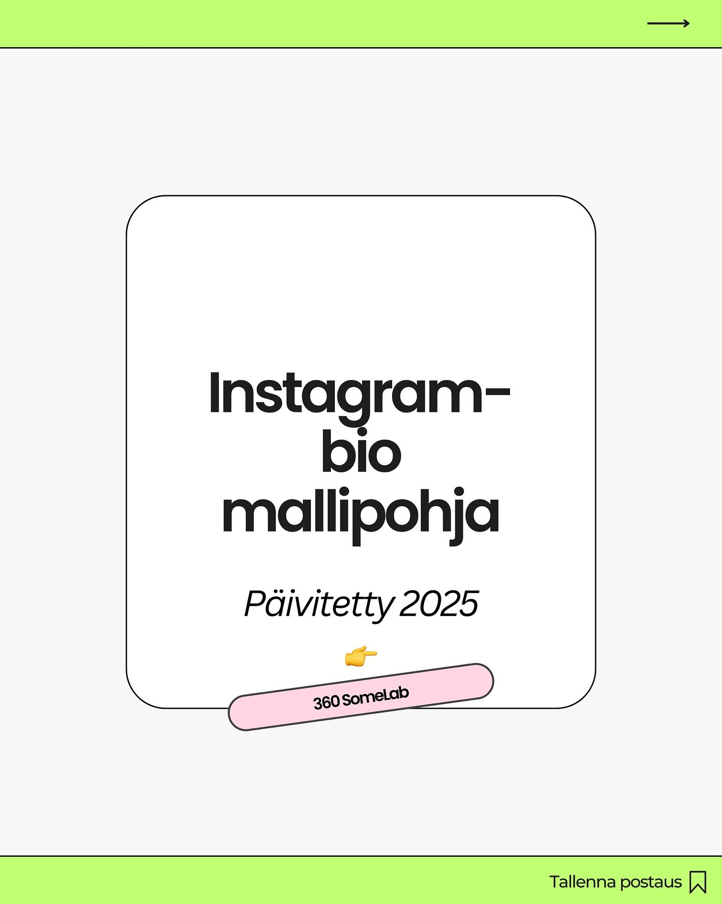 INSTAGRAM BION MALLIPOHJA (P&Auml;IVTETTY) 📌 Instagram-profiilin tila on rajallinen, ja ytimekk&auml;&auml;n, SEO-optimoidun profiilitekstin kirjoittaminen voi tuntua hankalalta. T&auml;ss&auml; avuksi mallipohja, jonka avulla rakennat Instagram-pro