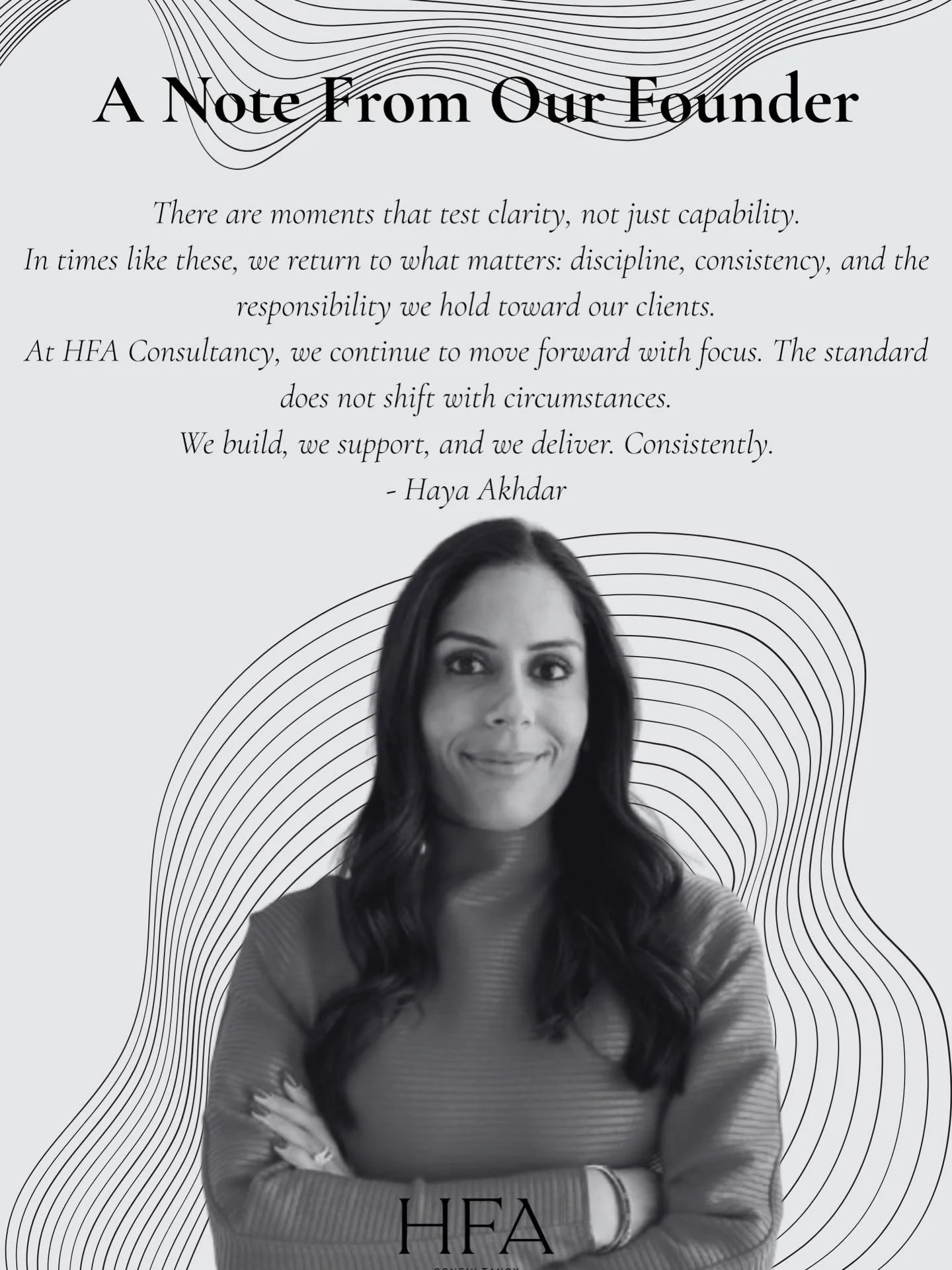 A message from our founder @hayaakhdar ✨ #hfaconsultancy