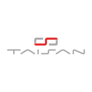 Logo with interconnected gray and red shapes above the text 'TAYAN' in gray