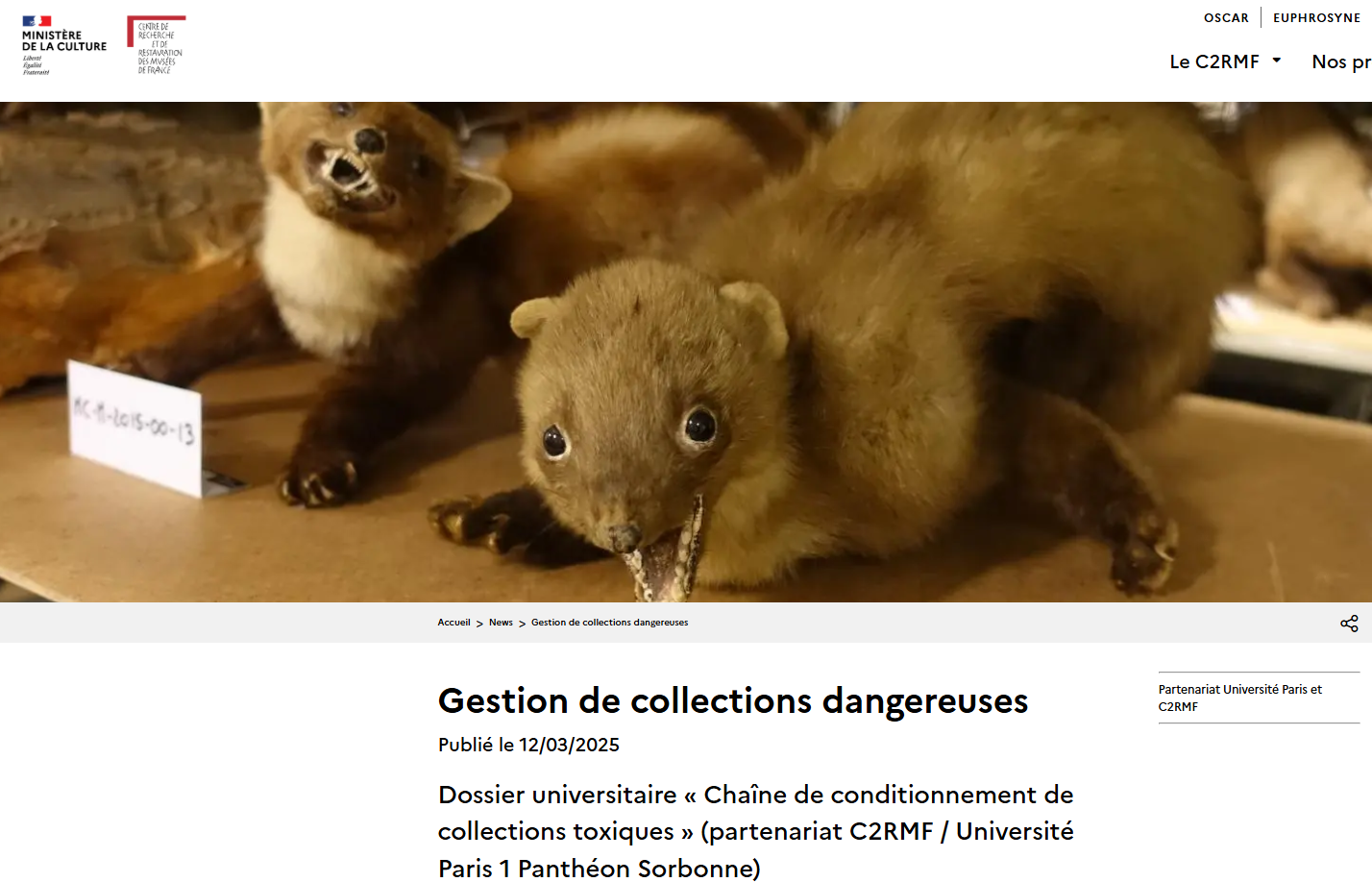 La gestion de collections dangereuses par le C2RMF et le master de Paris 1