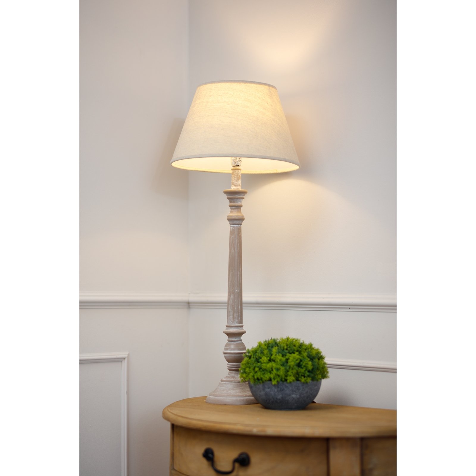 Table Lamp Wood Linen