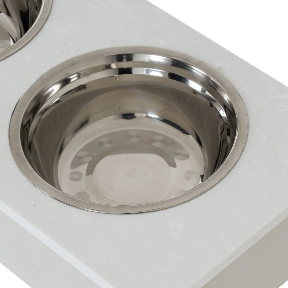 belmont collection pet feeder table dog bowl griege beige