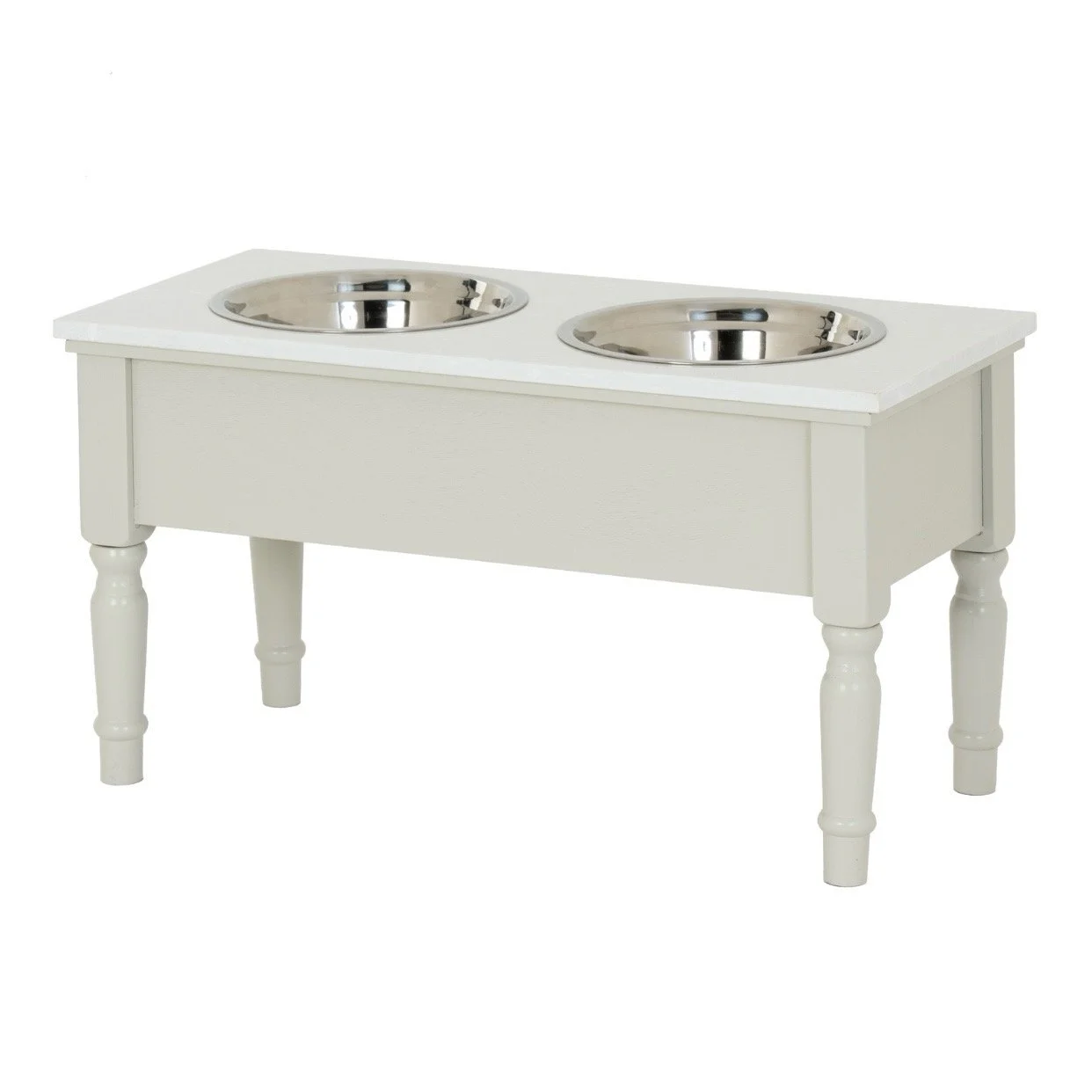 belmont collection pet feeder table dog bowl griege beige