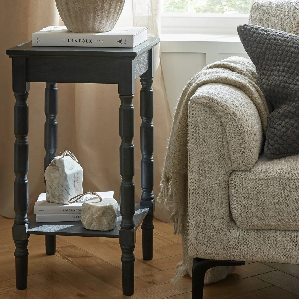 black wood wooden contour collection side table