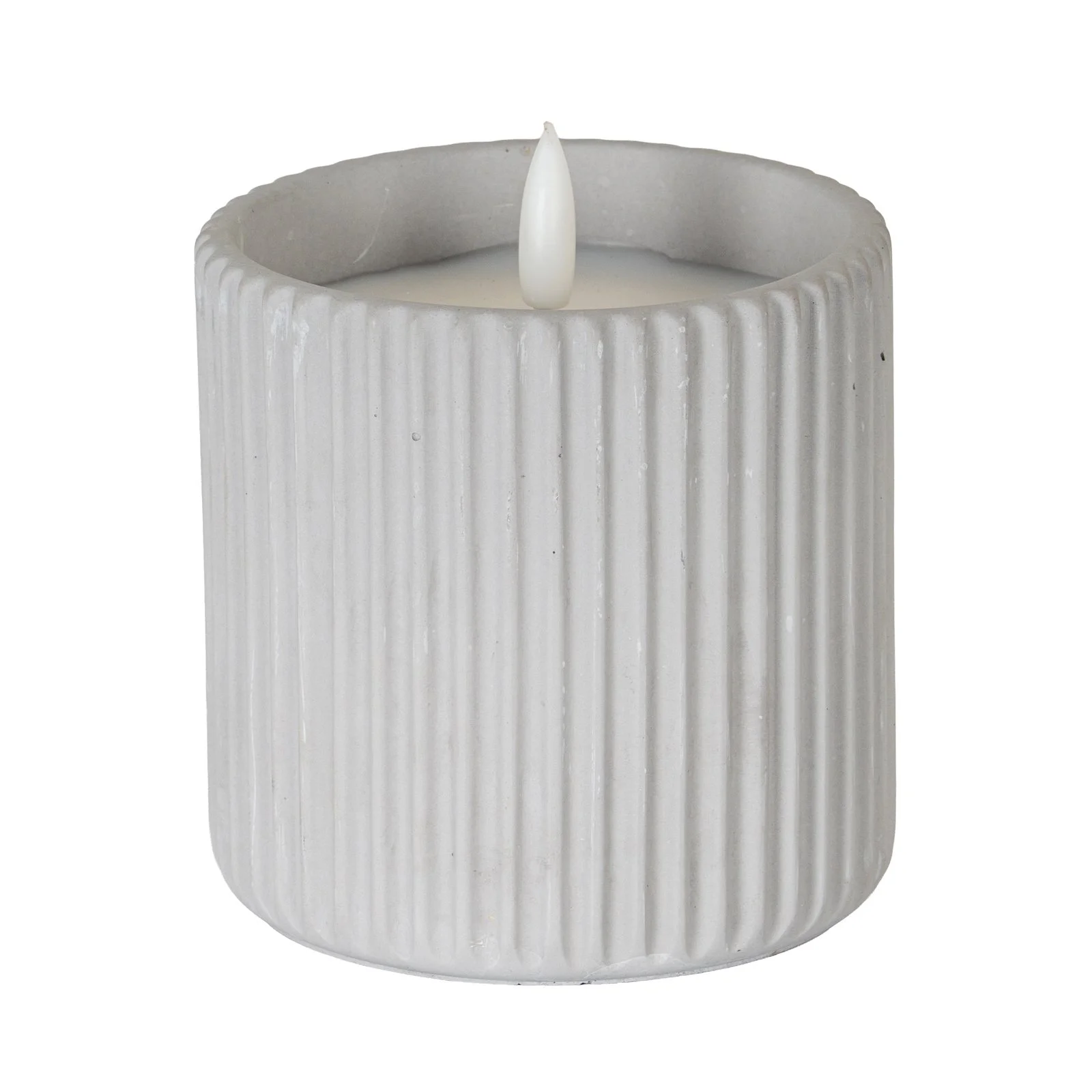 led candle luxe collection natural glow chalk ribbed large