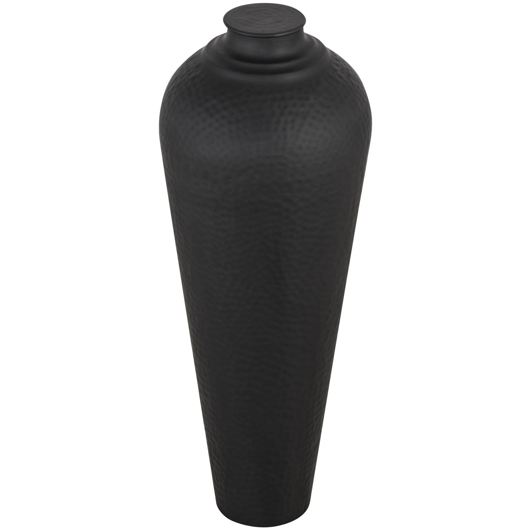 Matt black medium hammered vase with lid