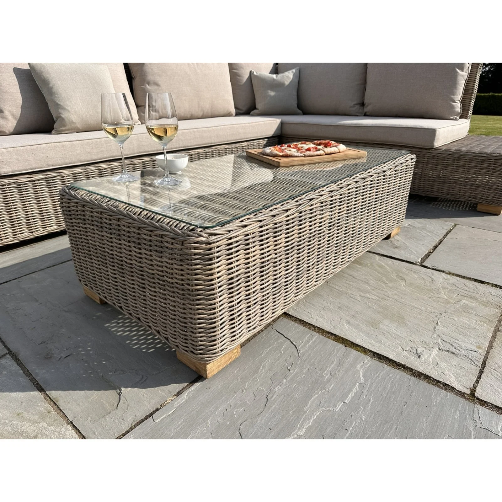 Capri Collection Outdoor Large Corner And Coffee Table Set garden furniture rattan