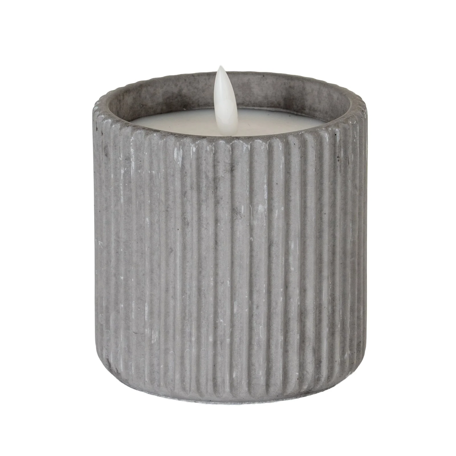 led candle luxe collection natural glow grey ribbed large