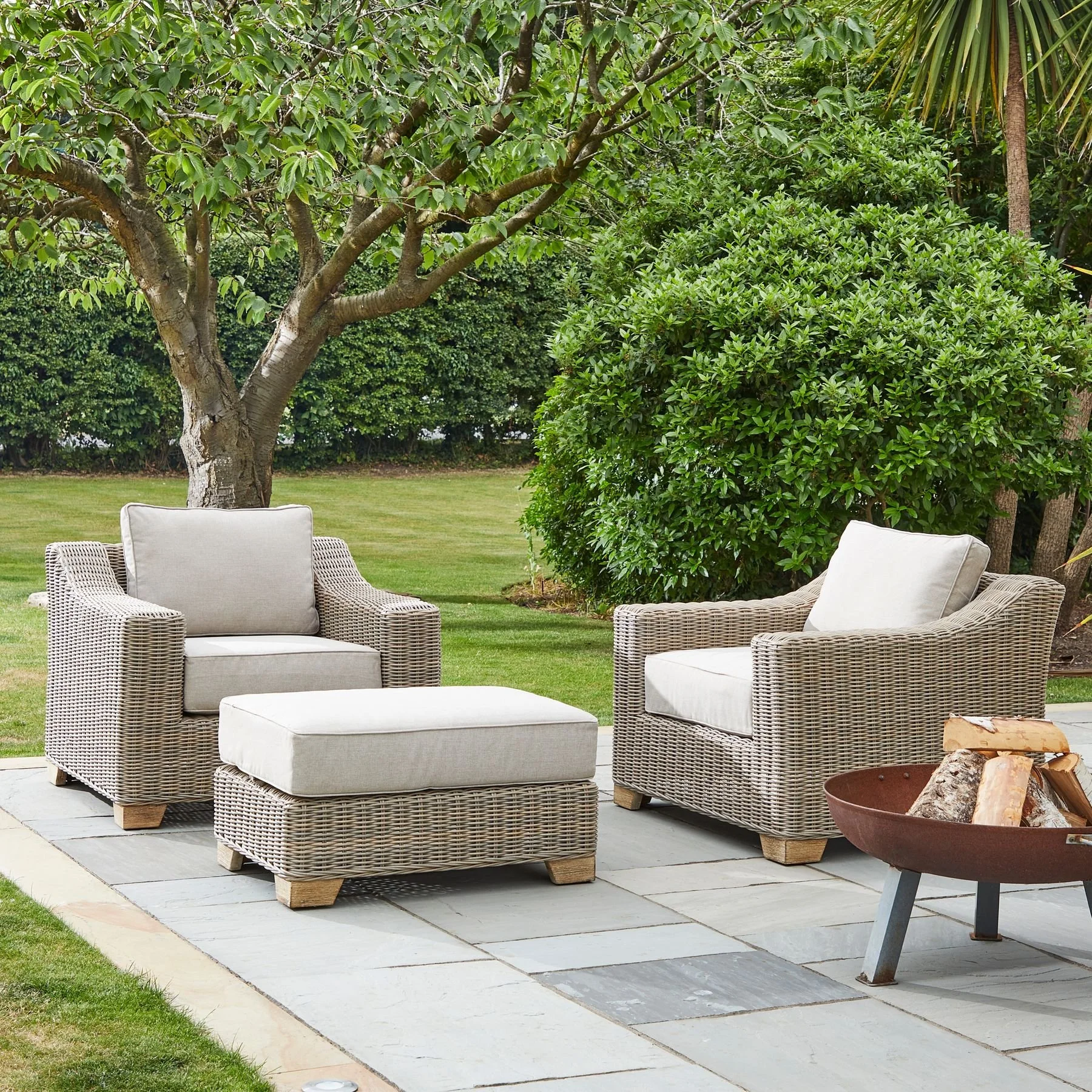 rattan natural capri collection outdoor foot stool garden furniture outdoor living