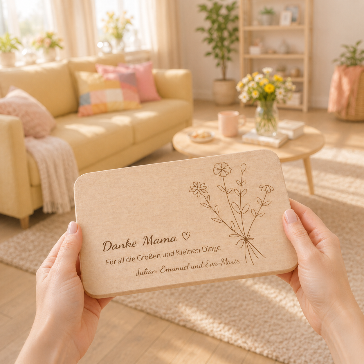 Personalisiertes Jausenbrett „Danke Mama“ | Muttertagsgeschenk mit Gravur