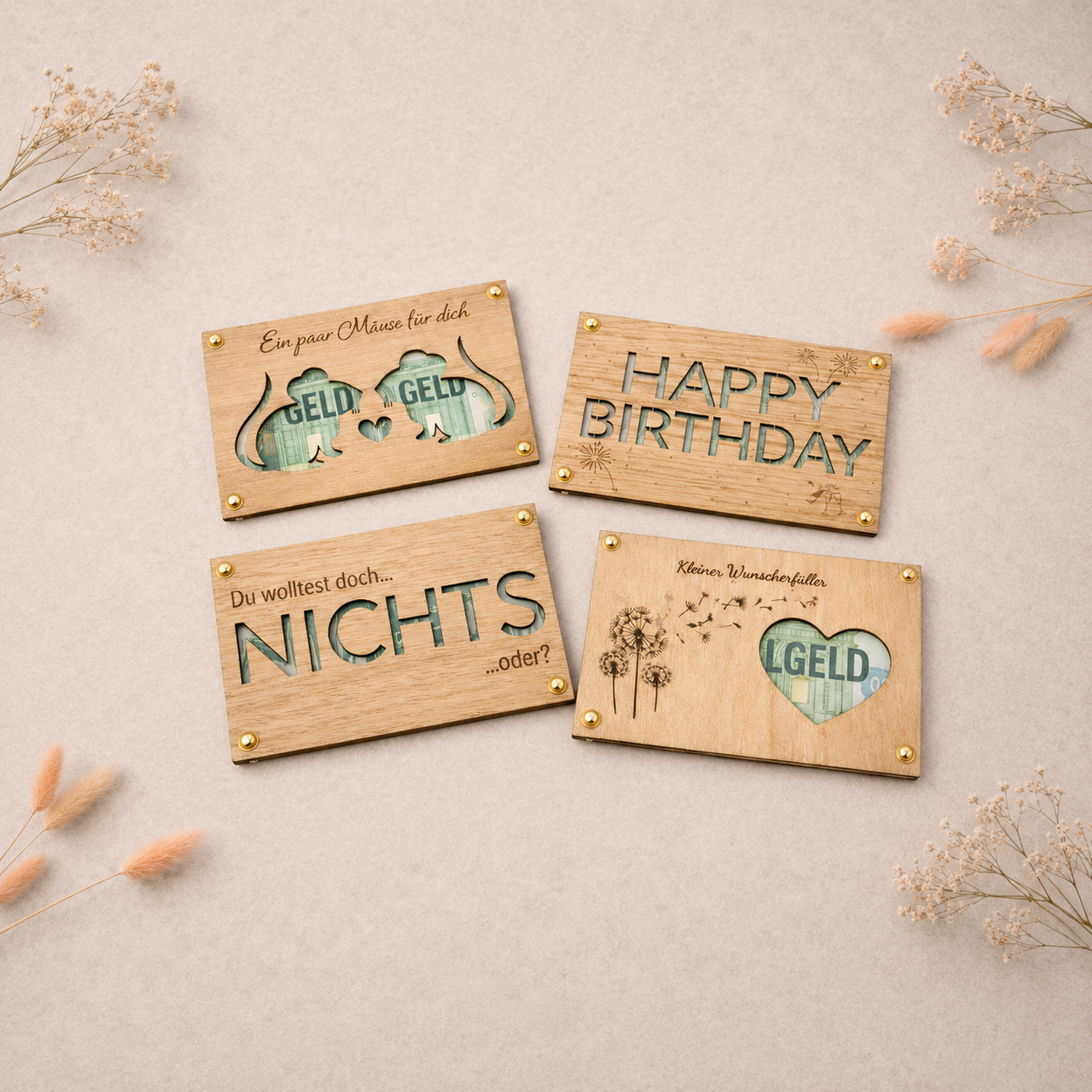 Geldgeschenk aus Holz | Gutscheinhalter | Kreative Verpackung für Geld & Gutscheine | Personalisiertes Geschenk
