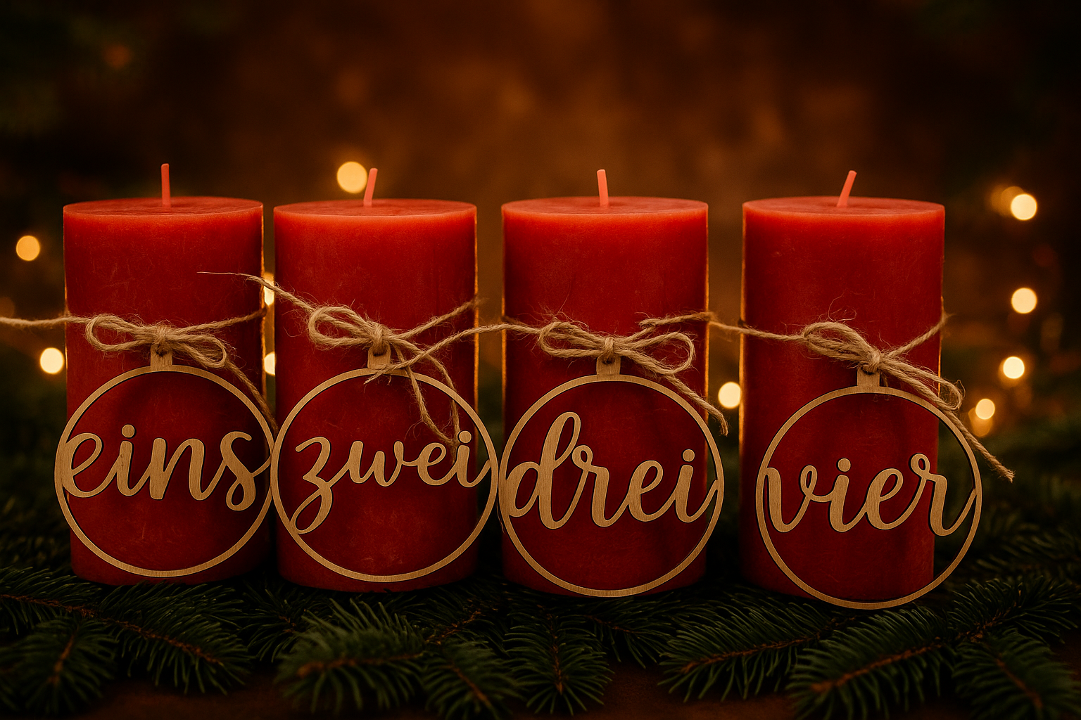 Adventskranz Zahlen aus Holz „eins zwei drei vier“ | Adventskranz Zahlenanhänger | Weihnachtsdeko aus Holz