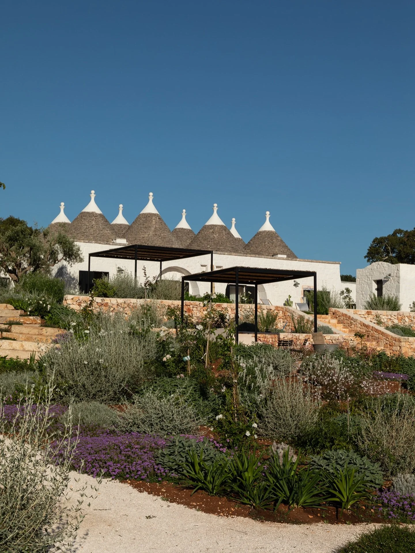 Location Y. Now live on our website. An immaculate interior of Pugliese charm set in 8 Trullo cones. A seriously beautiful and mature garden, views across the countryside of olive groves and vineyards. An infinity pool with broad terraces. Particular