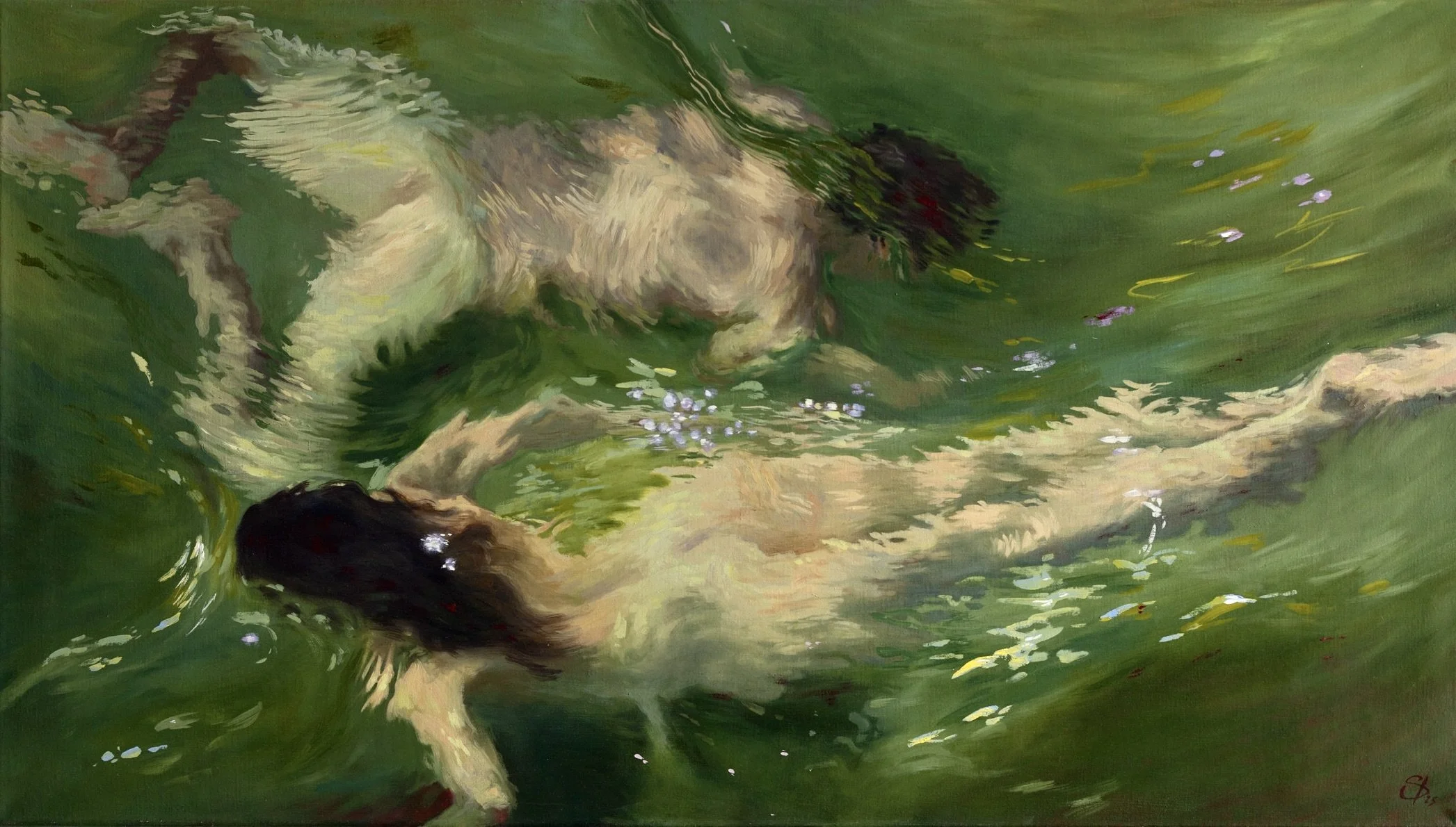 Lovers crossing, 2025, oil on linen, 60 x 105 cm / 24 x 41 inches