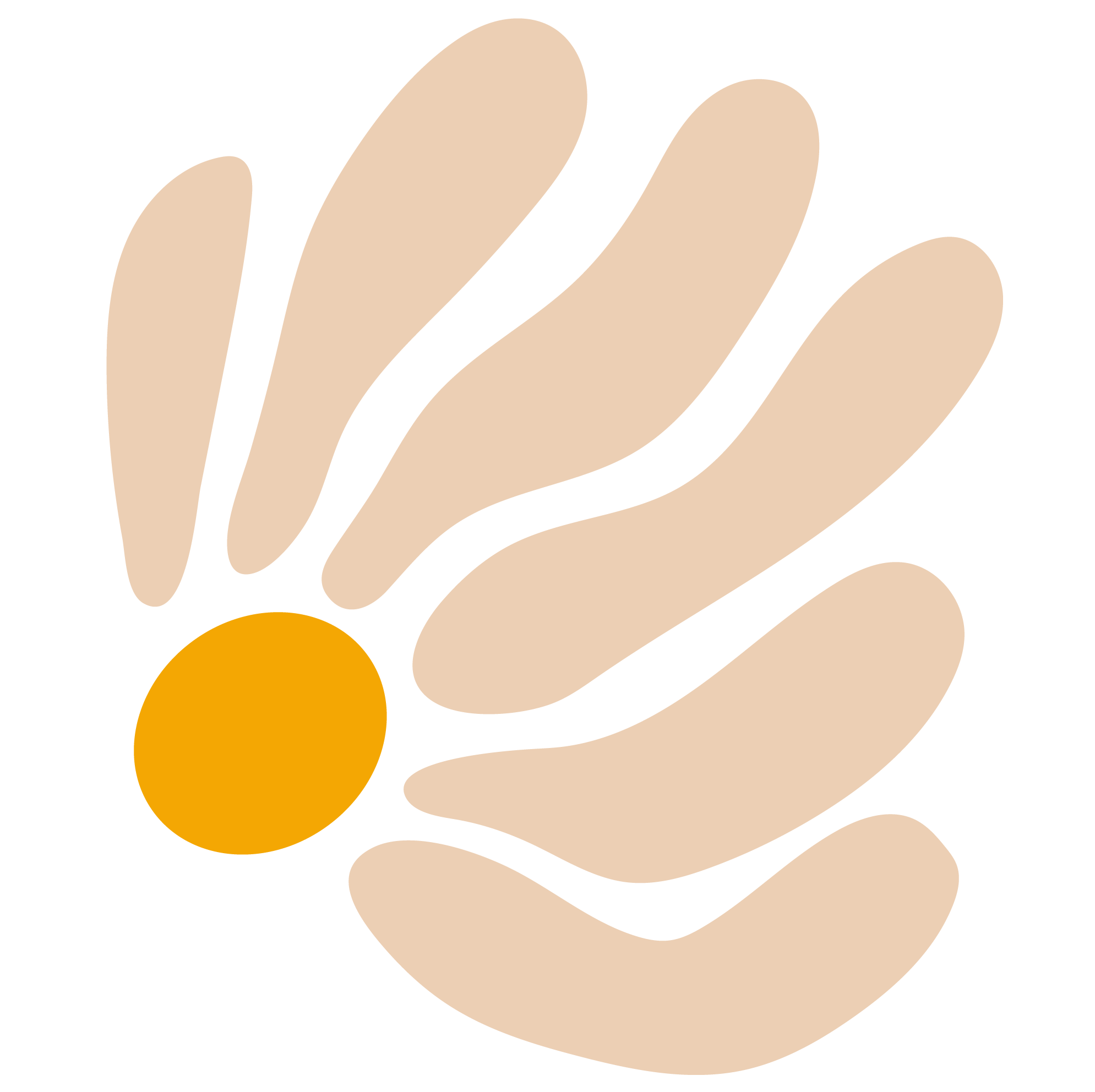 Ilustración minimalista de una flor de color beige con un círculo de color amarillo.