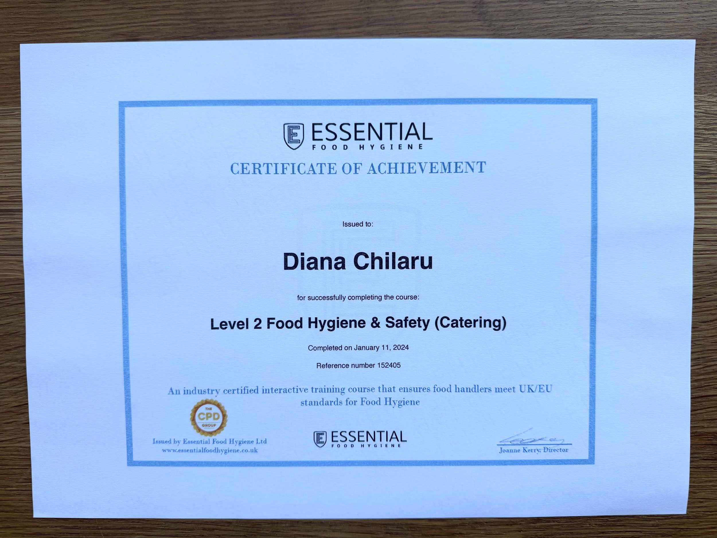 Level 2 Food Hygiene and Safety Certificate
