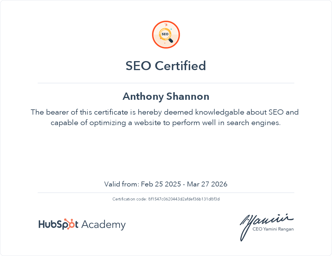 Certification - SEO Certification – Passed with Distinction (58:60).png