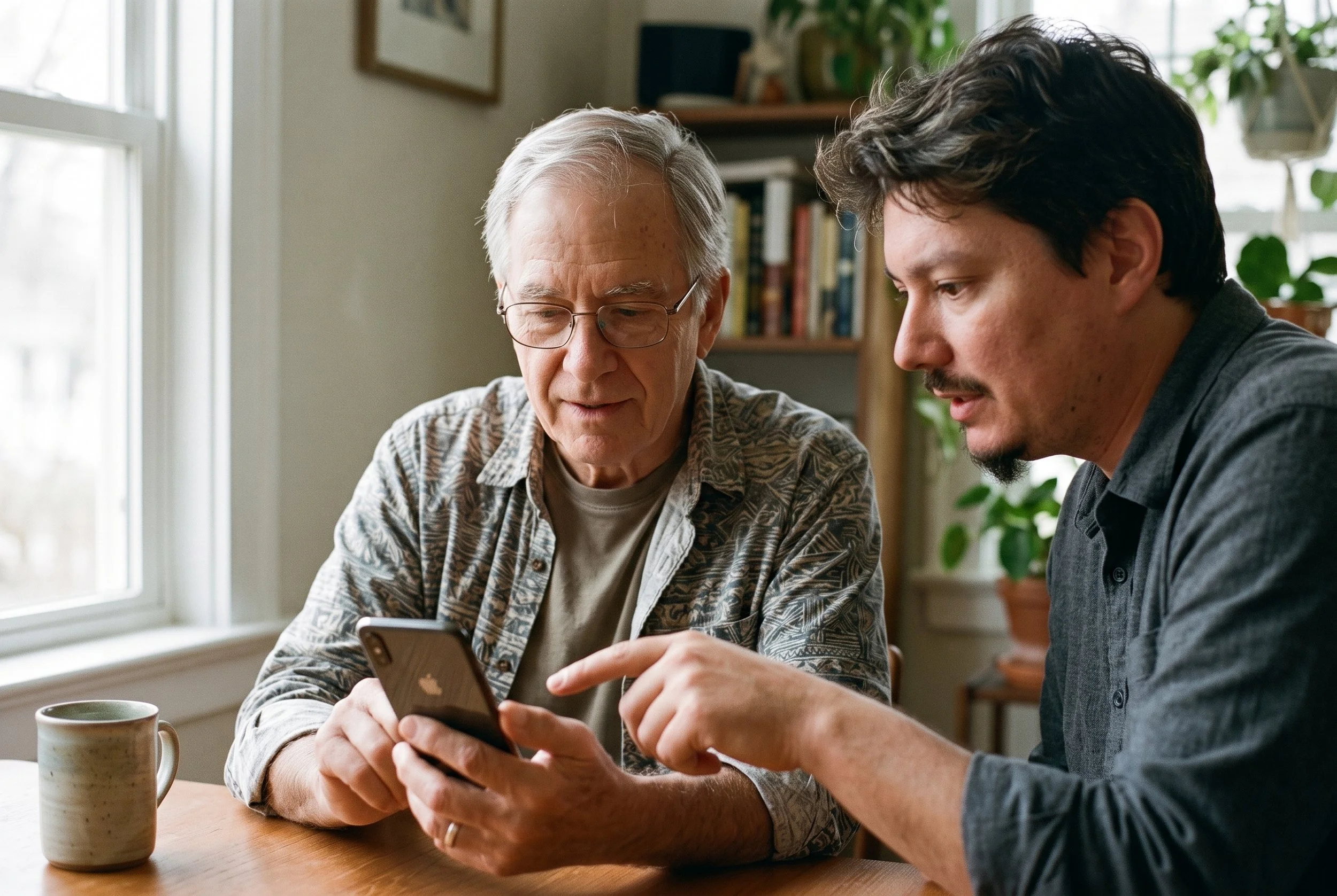 One-on-one help learning to use an iPhone, including settings, contacts and photos.