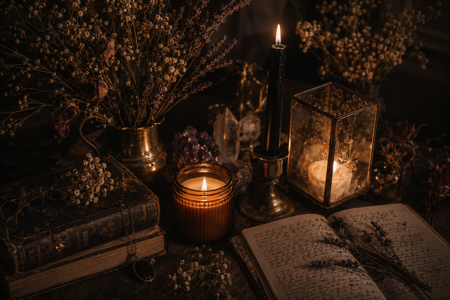 candlelit and warm space to journal, self reflection, tarot readings, a warm environment to hold you through heavy emotions or stagnation in the body