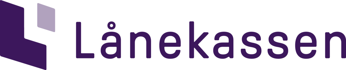 Logo for Lånekassen med tekst og ikon.