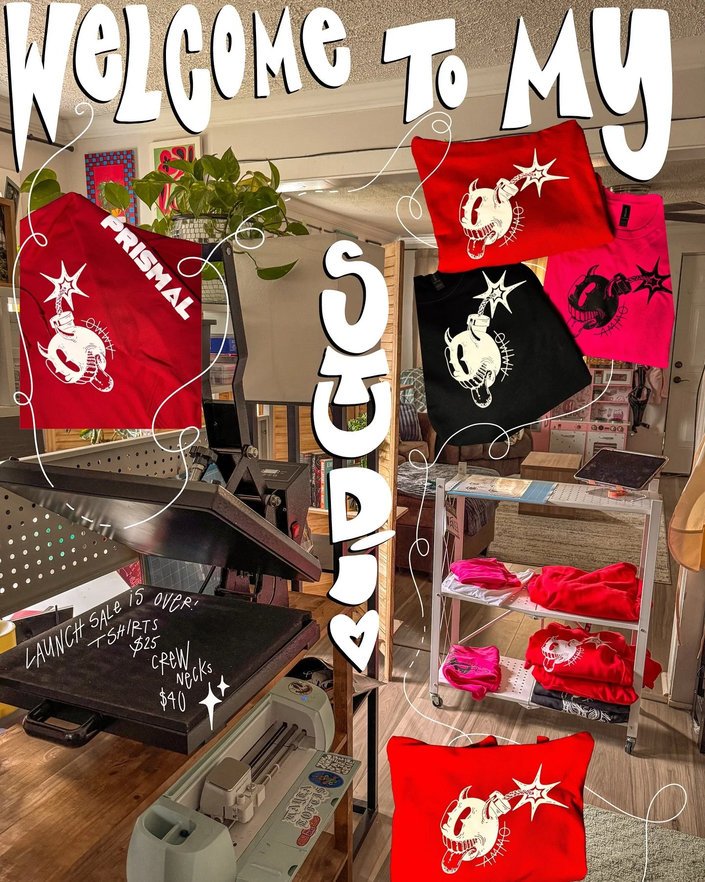 hello besties! take a peak into my studio space where I make all my stuff 🤍 I do everything in the middle of my super tiny house so I have to make the best of it! Everything I make is made and shipped all by me. 
-
Thank you to everyone who purchese