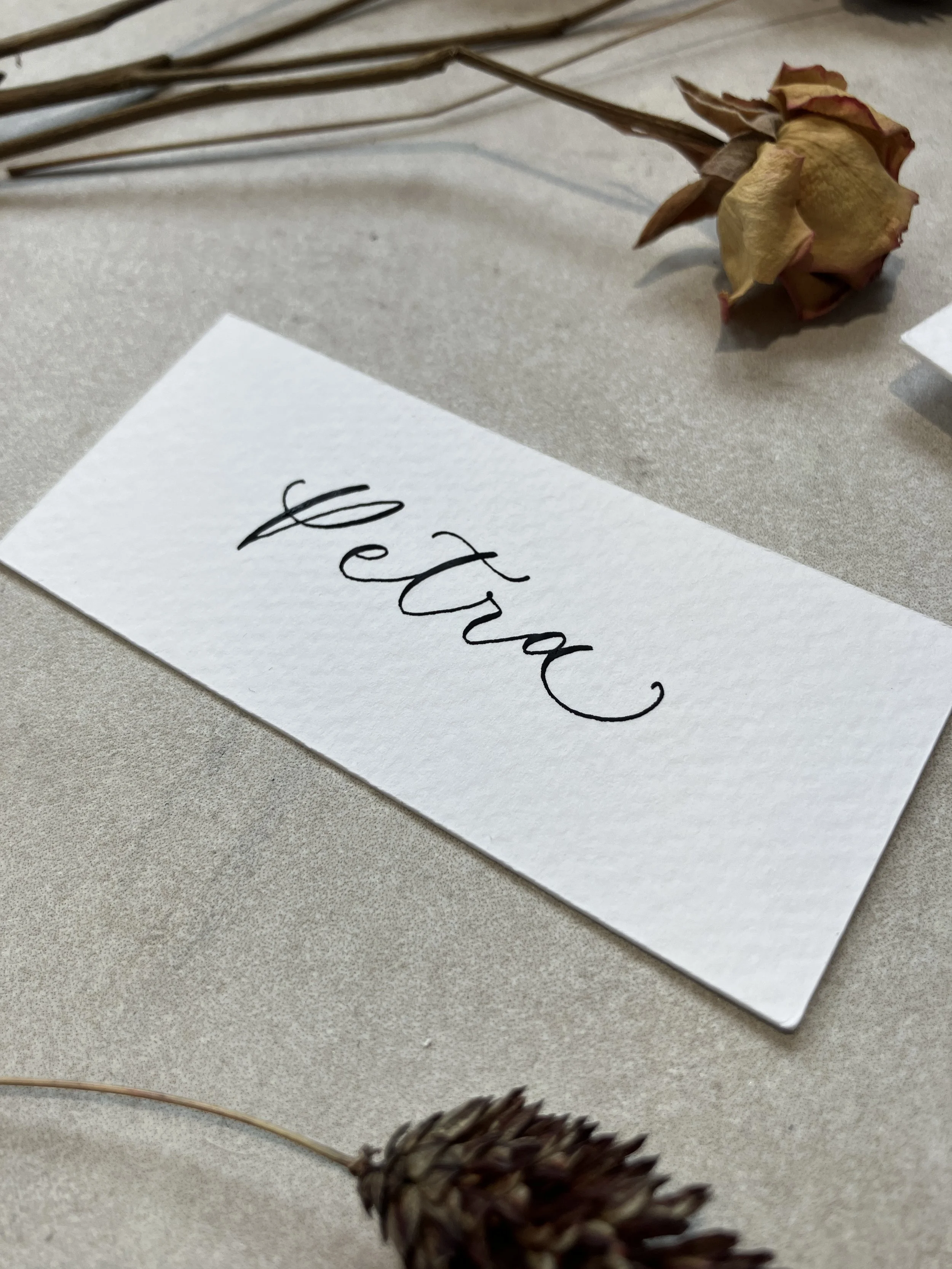 White textured flat rectangular place cards | wedding, event &  party stationery