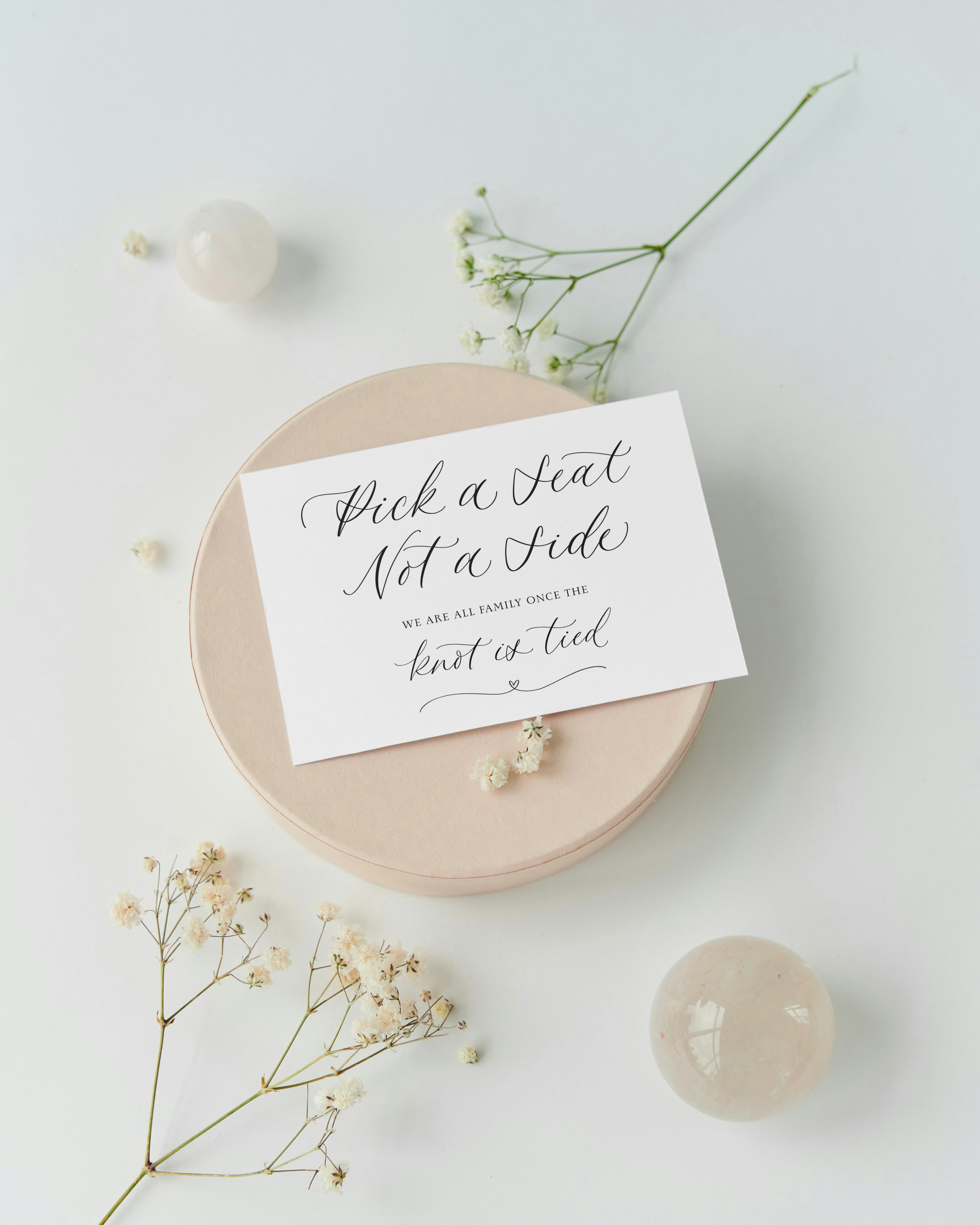 Pick a seat, not a side - knot tied wedding day sign - (Digital Download)