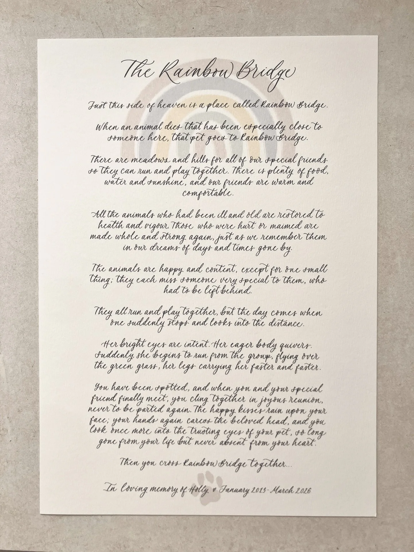 Capturing the Rainbow Bridge poem 🐾 

The author is unknown, but the words bring comfort to those dealing with the loss of their beloved animals. 

It was very emotional writing this up, as my own fur baby, Rosie, is very old, and you can&rsquo;t he