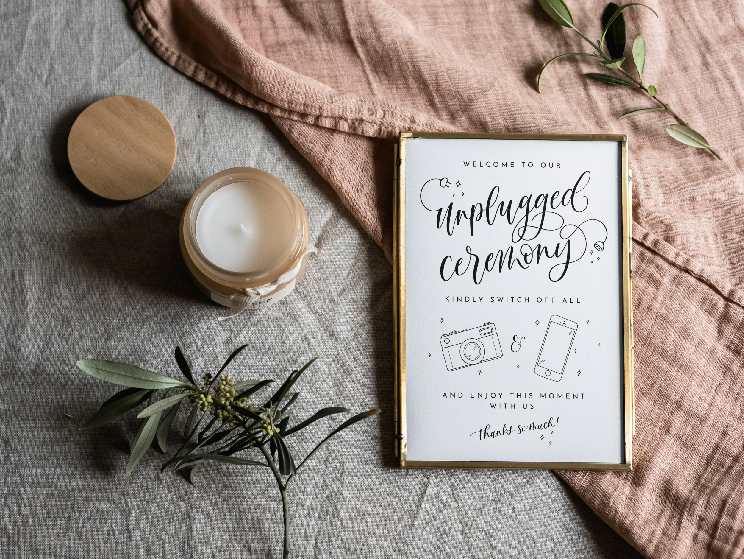 Unplugged ceremony wedding day sign - (Digital Download)