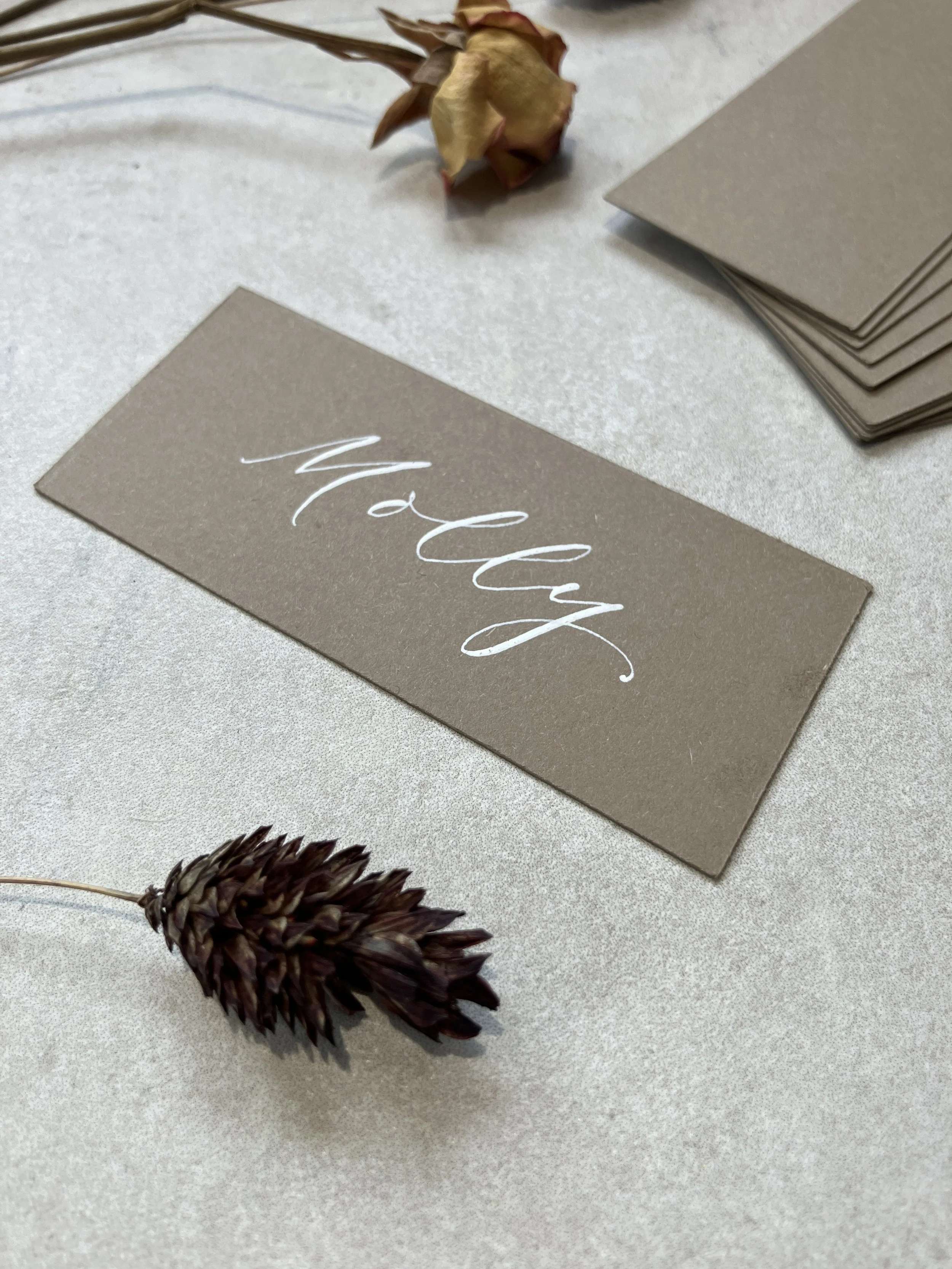 Taupe light brown tent fold place cards | wedding, event &  party stationery (Copy)