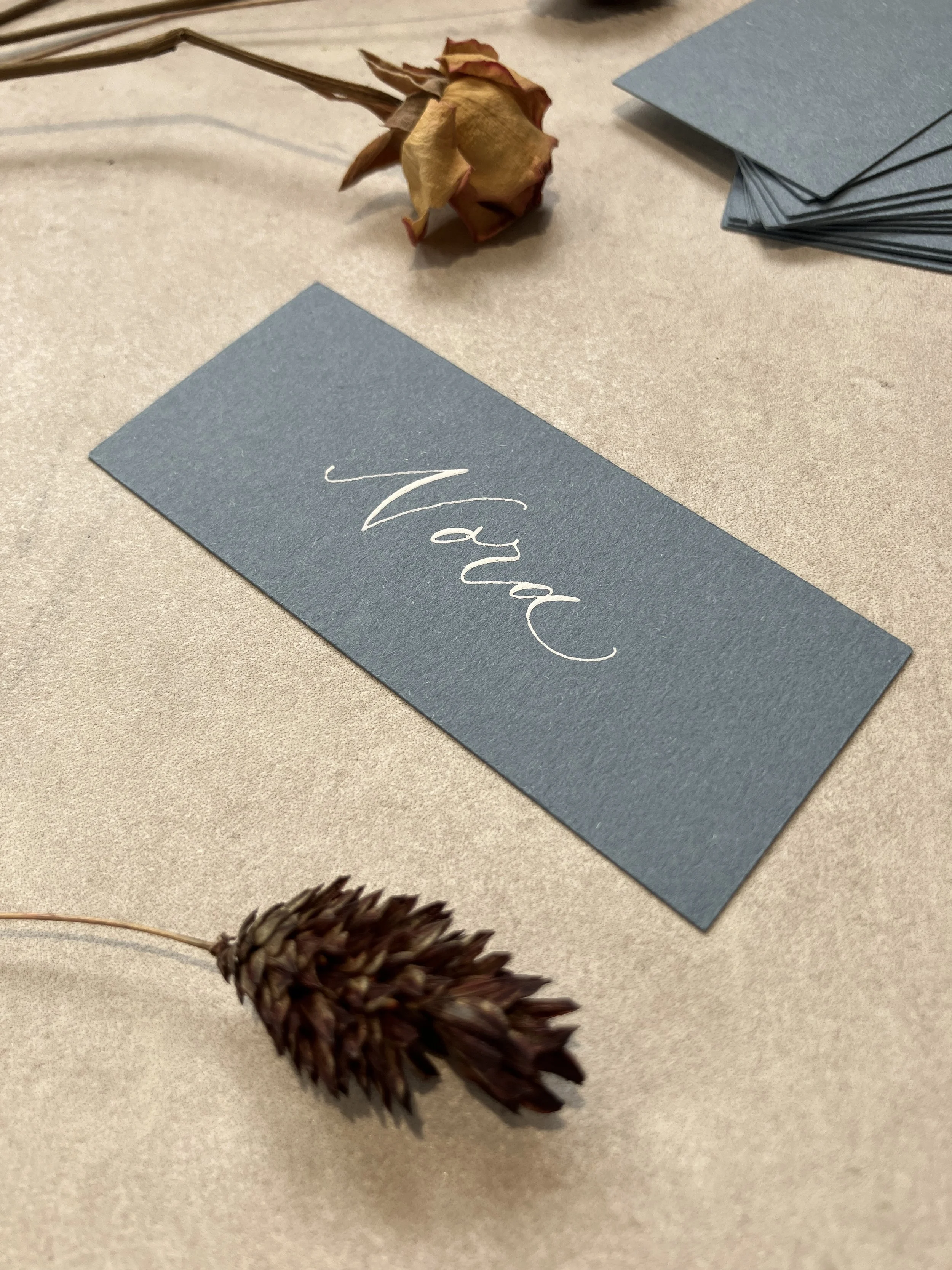 Dusty blue tent fold place cards | wedding, event &  party stationery