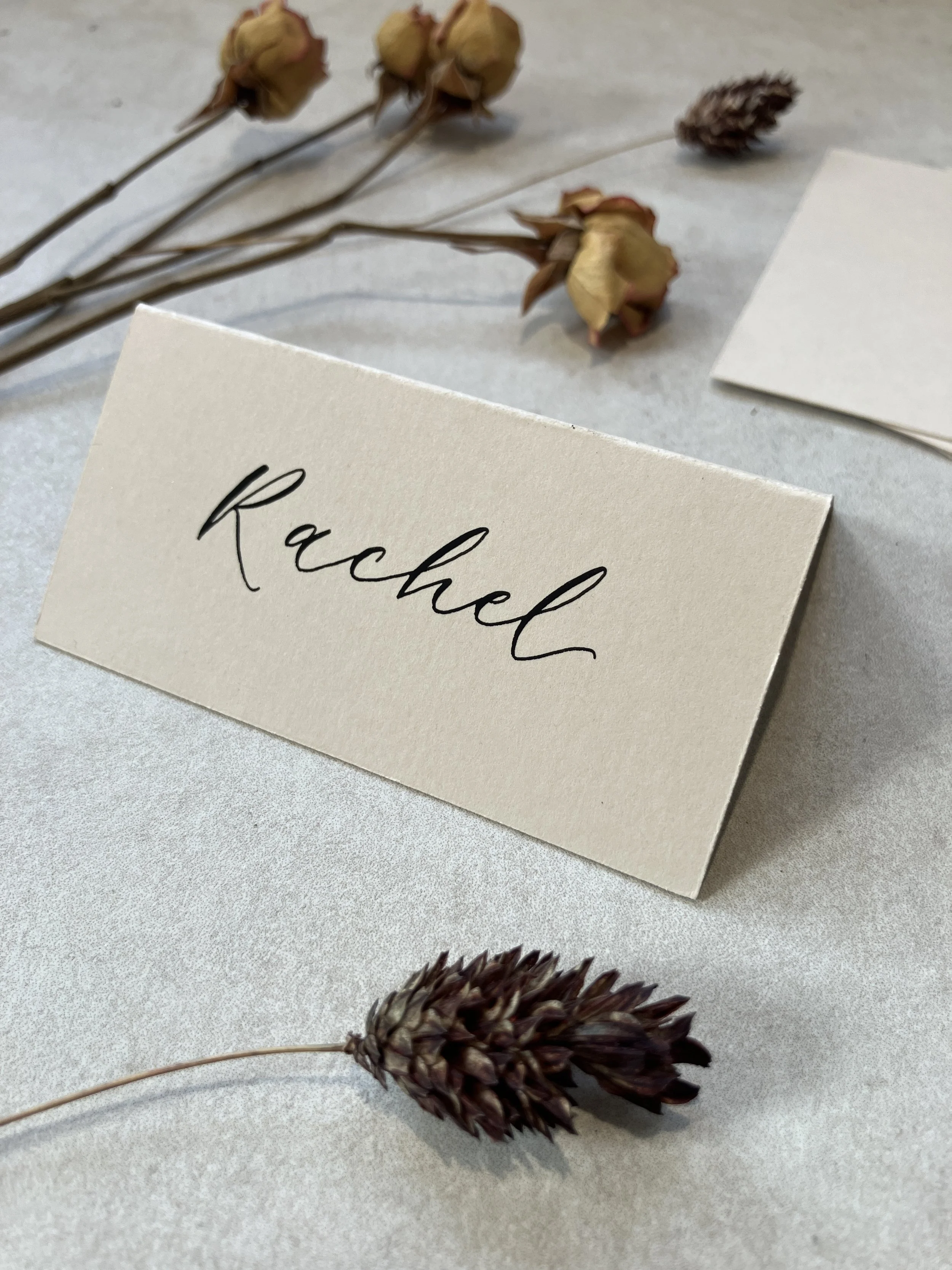 Almond/light beige tent fold place cards | wedding, event &  party stationery