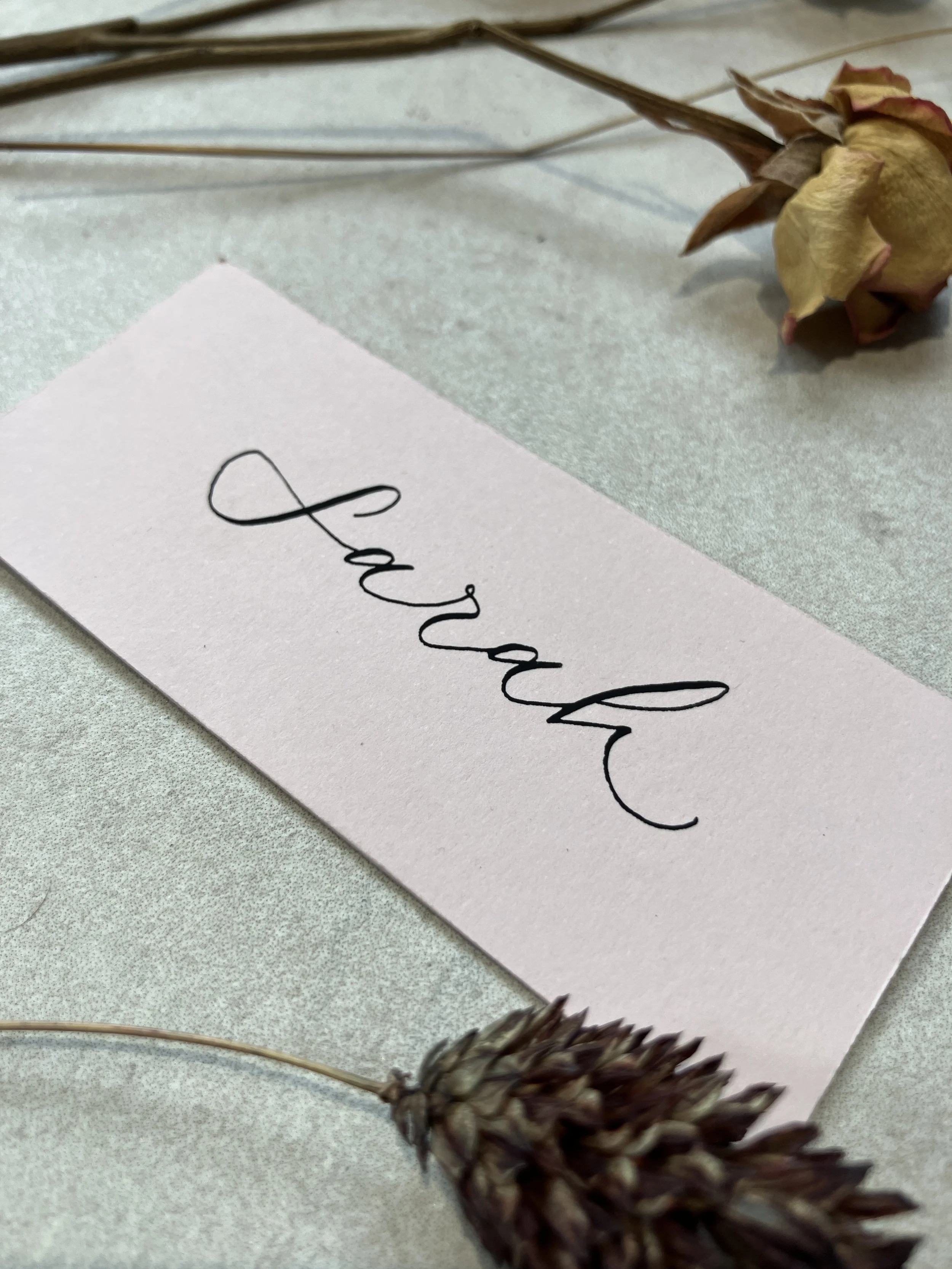 Light blush pink flat rectangular place cards | wedding, event &  party stationery
