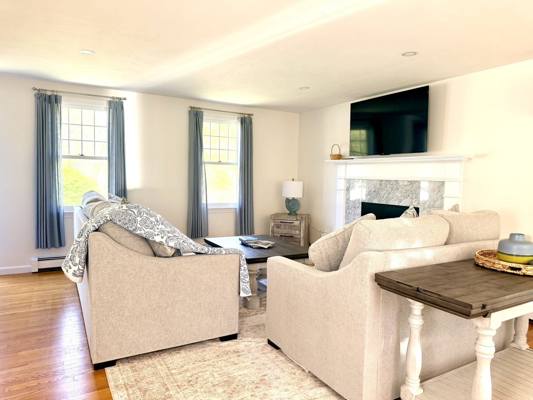 Cape Cod Vacation Rental Management | Tuxfin Hospitality Property - Dog-Friendly Falmouth Home for Short Term Bookings - Save Money over Airbnb & VRBO - Homeowners Rent Second Homes for Extra Income. Living Room