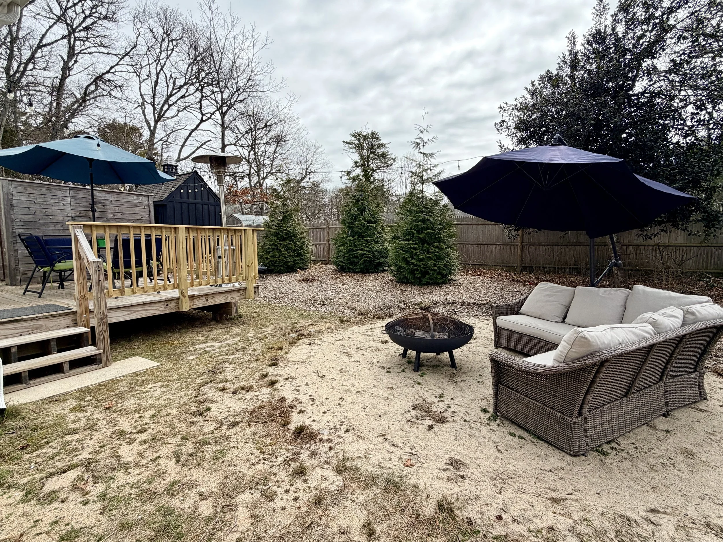 Cape Cod Vacation Rental Management | Tuxfin Hospitality Property - Harwich Dog Friendly Home - Outdoor Fire Pit with Seating