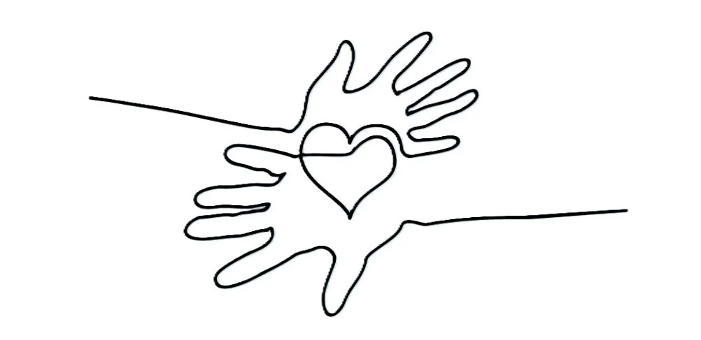 two hands with a heart in the center