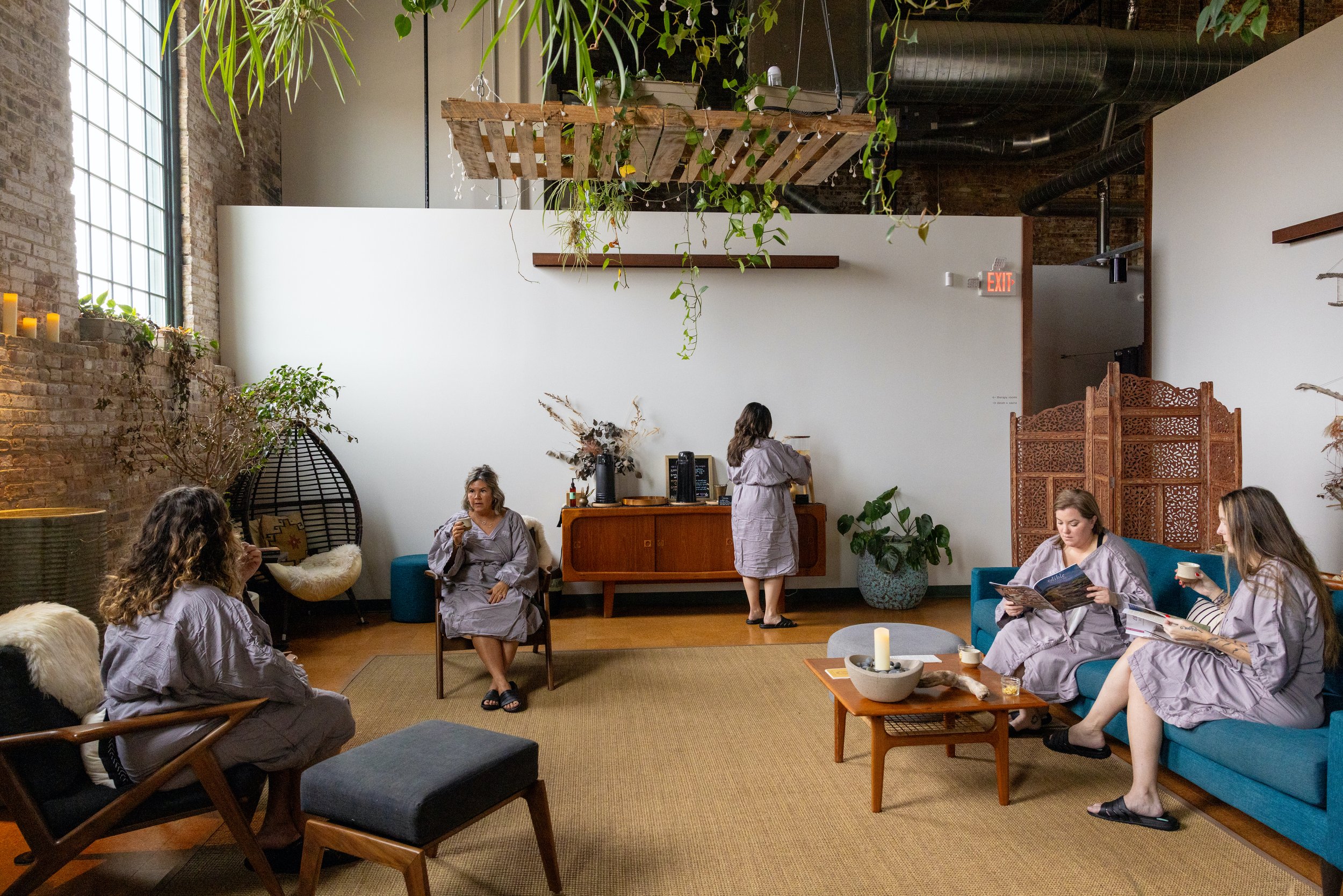 Sanctuary lounge with five guests